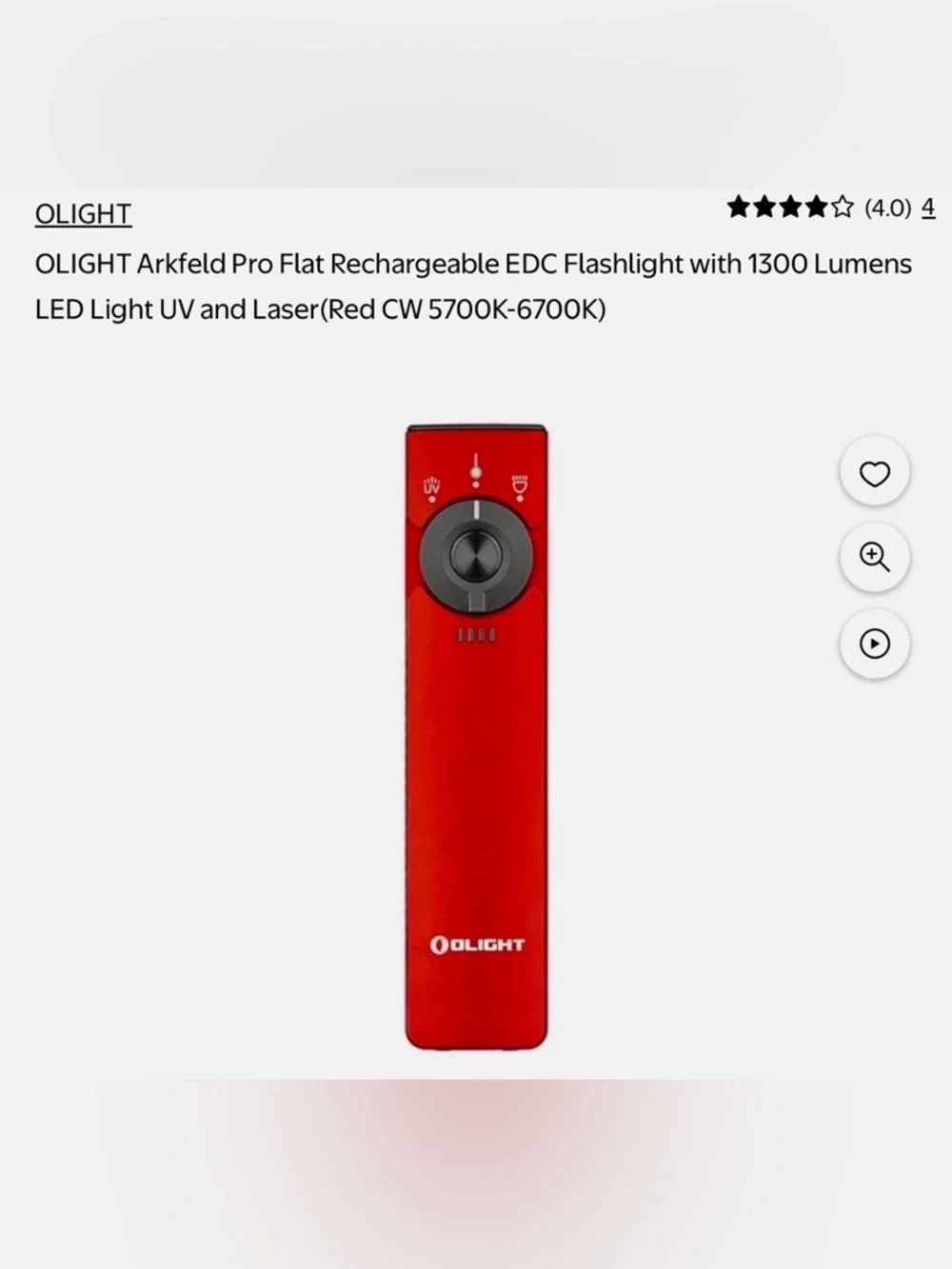 🟥 Olight Arkfeld Pro Flat Rechargeable EDC Flashlight - Red